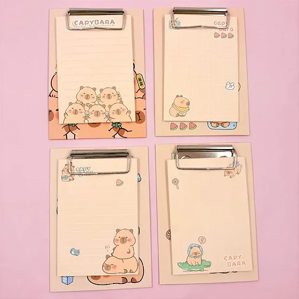 Mini Prancheta Retangular Bloco de Notas Capivara Cute