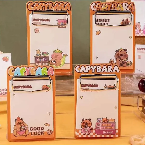 Mini Prancheta Bloco de Notas Capivara Sweet