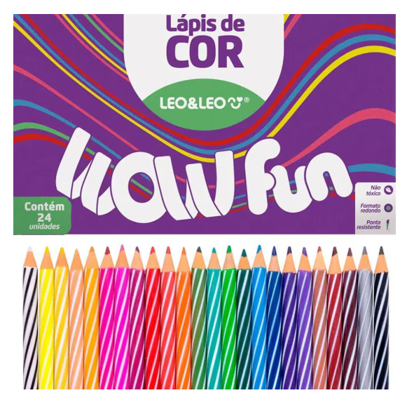 Lápis de Cor Wow Fun 24 cores  Leo&Leo