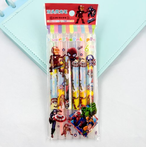 Marca Texto Ponta Dupla Vingadores com 6 cores