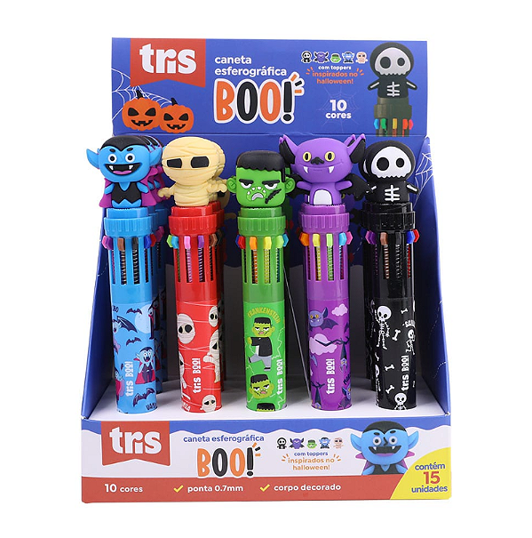 Caneta Esferografica 10 Cores 0.7mm Boo Tris