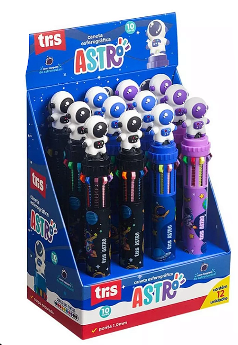 Caneta Esferografica 10 Cores 1.0mm  Astro - Tris
