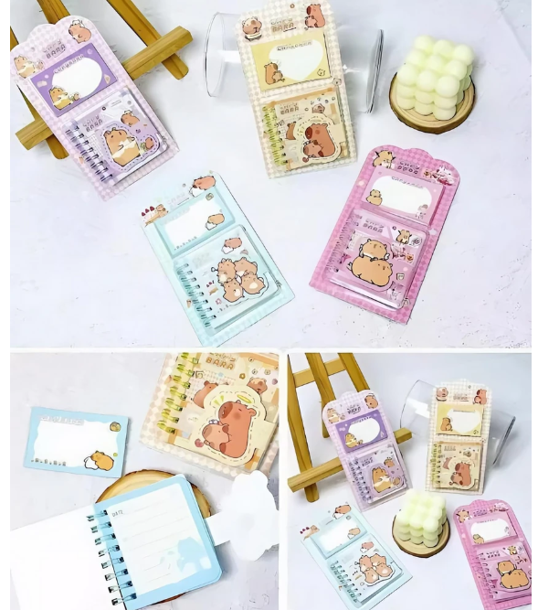 Bloco de Anotações Capivara Fofo Mini Bloquinho 2 Peças