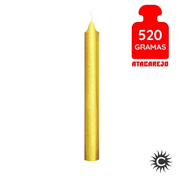 Vela Palito Especial Dourada 15 unidades 19cm - Casa do Cigano