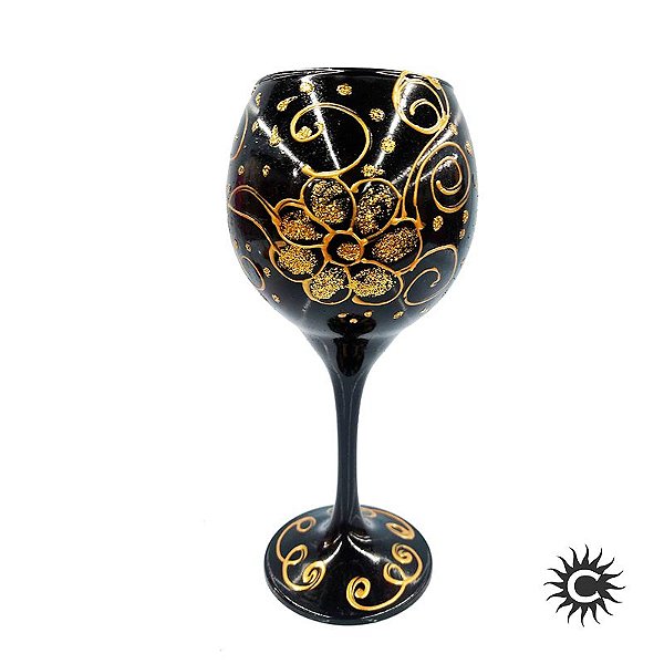 Taça De Luxo Preta - Dourado Sobre Preto