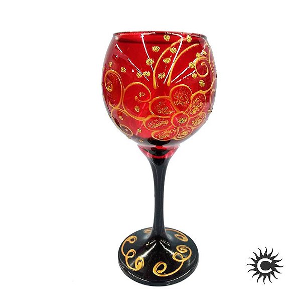 Taça De Luxo Preta - Dourado Sobre Vermelho e Preto