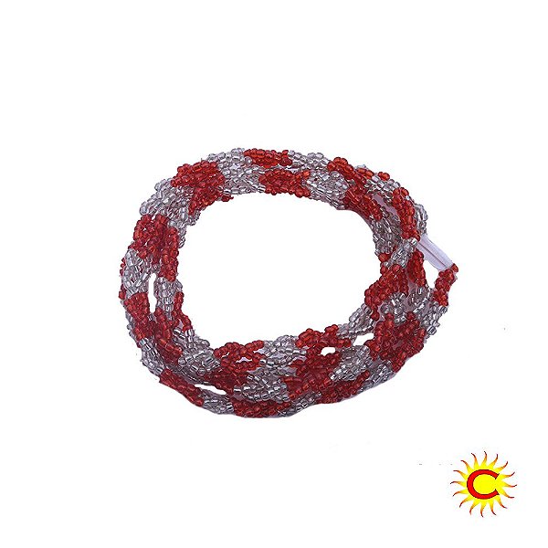 Brajá – 3 Fios – Cristal Branco e Vermelho