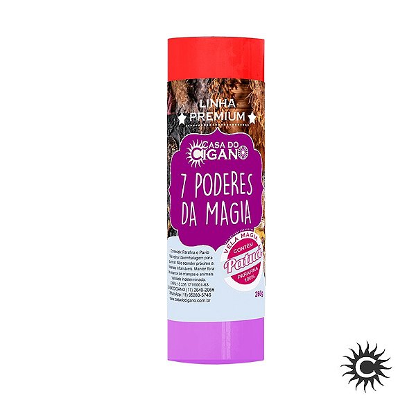 Vela 7 Dias Sete Poderes da Magia c/ essência e patuá - Linha Premium Casa do Cigano