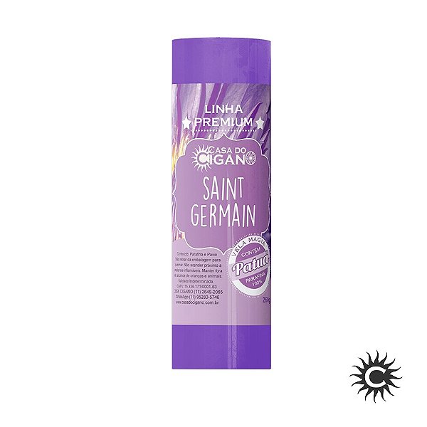 Vela 7 dias Saint Germain c/ essência e patuá - Linha Premium Casa do Cigano