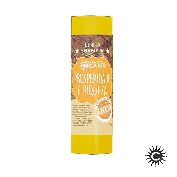 Vela 7 Dias Prosperidade e Riqueza c/ essência e patuá - Linha Premium Casa do Cigano