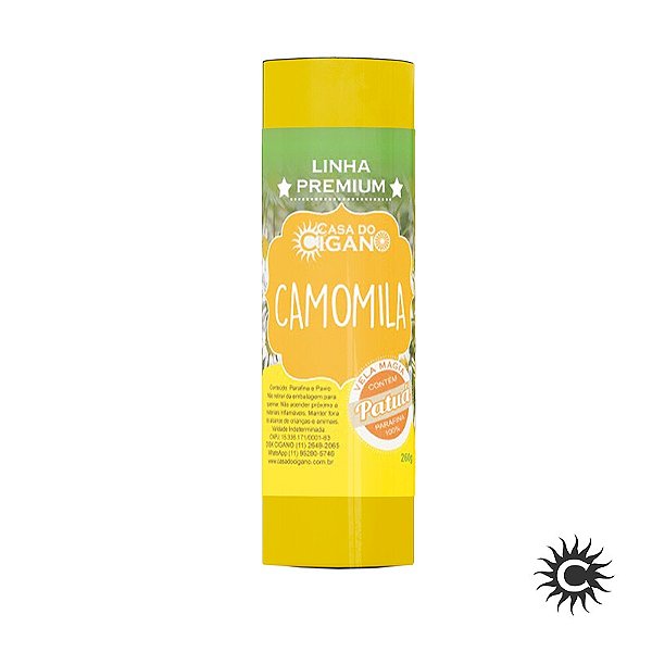 Vela 7 Dias Camomila c/ essência e Patuá - Linha Premium Casa do Cigano