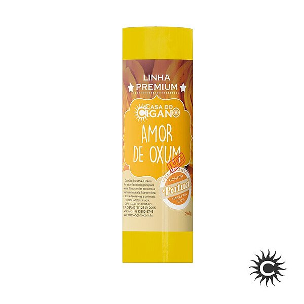 Vela 7 Dias Amor de Oxum c/ essência e patuá - Linha Premium - Casa do Cigano