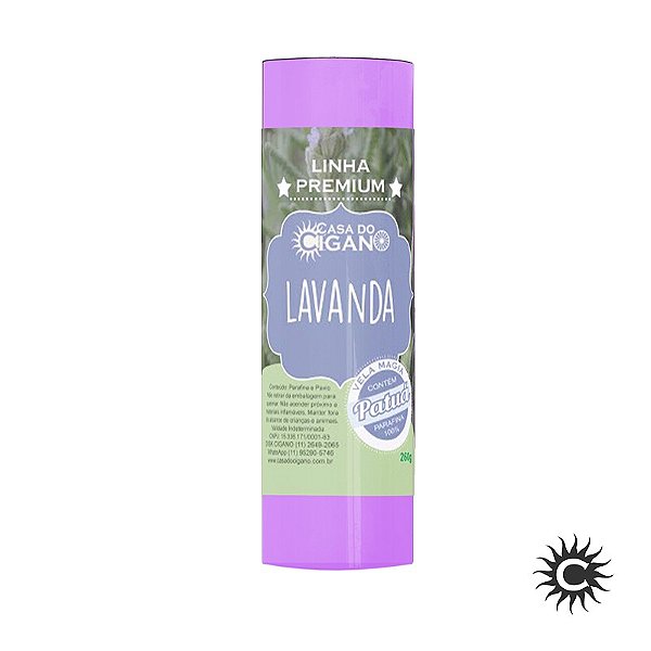 Vela 7 Dias Lavanda c/ essência e patuá Linha Premium - Casa do Cigano