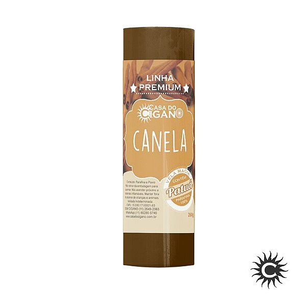 Vela 7 Dias Canela c/ essência e patuá Linha Premium - Casa do Cigano