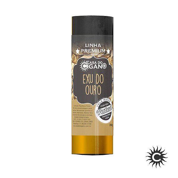 Vela 7 Dias Exu do Ouro c/ essência e patuá Linha Premium - Casa do Cigano