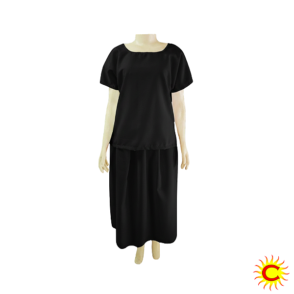 Conjunto Feminino Oxford – Preto (Bata e Saia)