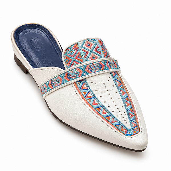 Babuche Luxo Masculino branco e azul Onira N44