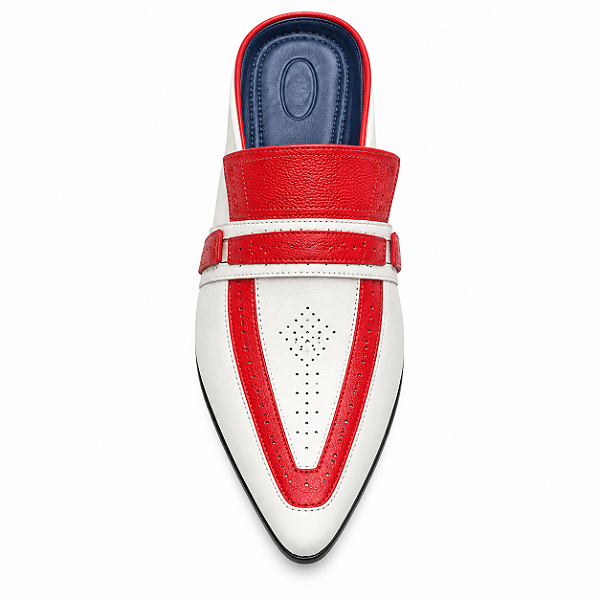 Babuche Luxo Masculino Branco e vermelho Onira