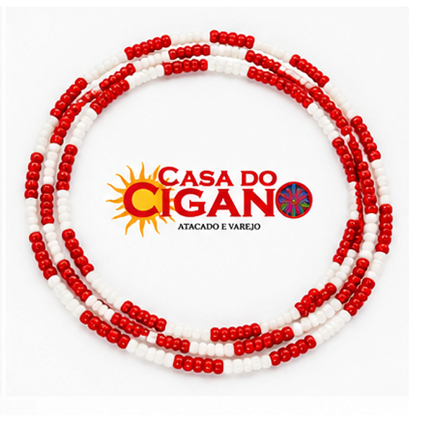Guia de Miçanga – Vermelha e branca – 1,40m