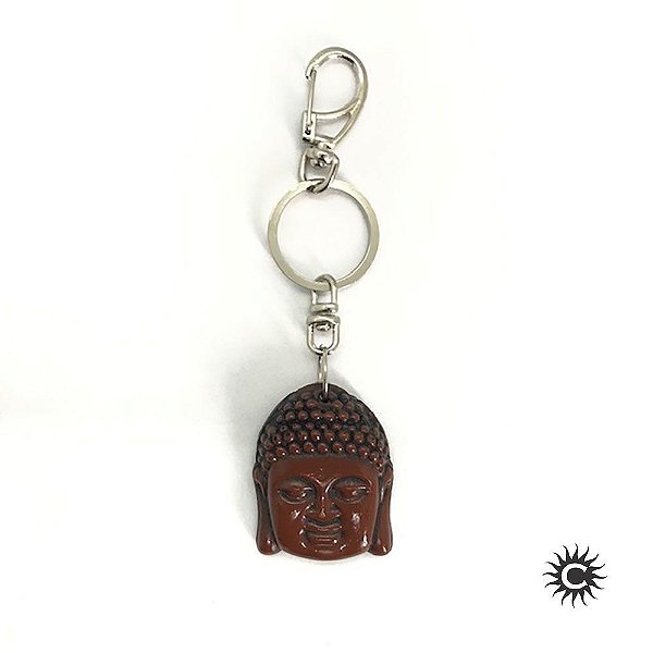 Chaveiro - Metal - Buda Rosto Marrom Com Resina