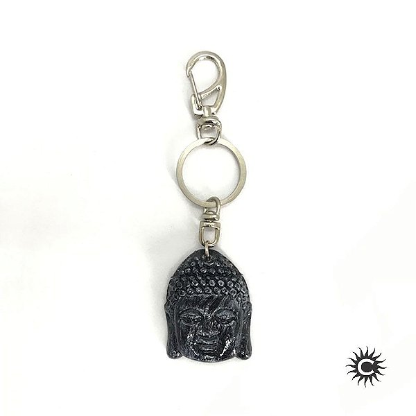 Chaveiro - Metal - Buda Rosto Cinza Com Resina