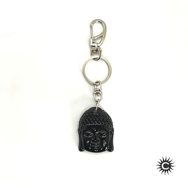 Chaveiro - Metal - Buda Rosto Preto Com Resina