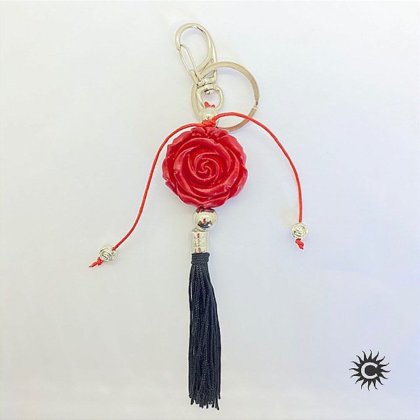 Chaveiro - Resina - Rosa Preta E Vermelha Pomba Gira