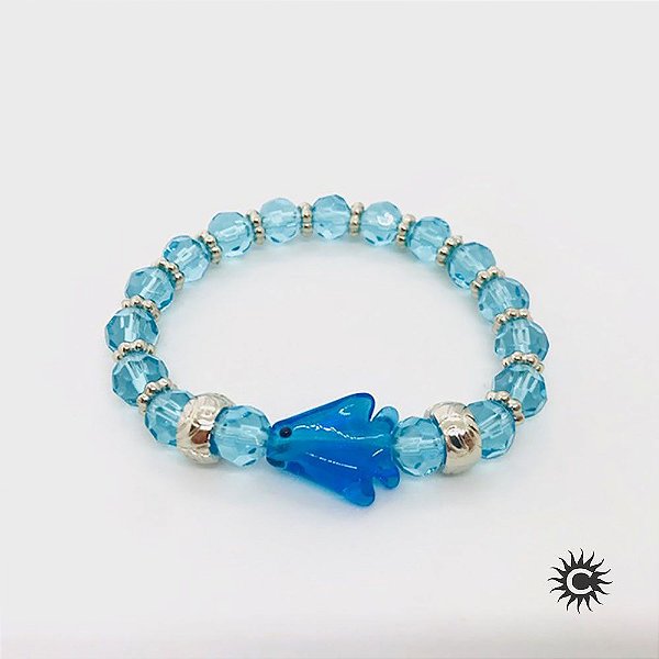 Pulseira - Iemanjá Peixe Azul Cristal E Silicone