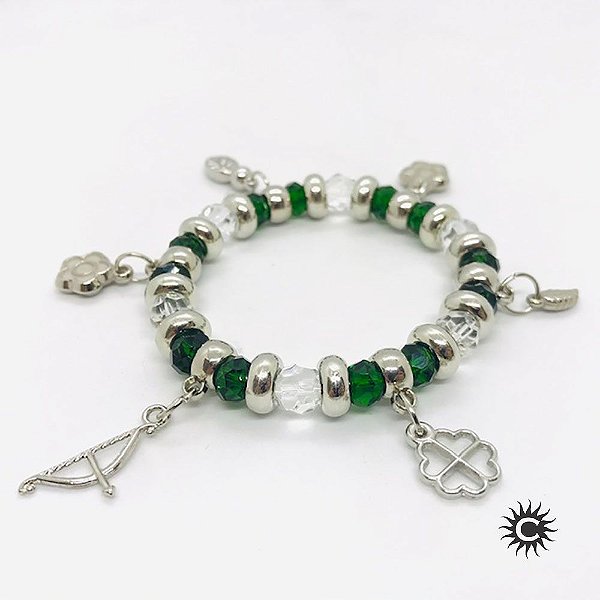Pulseira - Oxossi Verde Cristal E Silicone