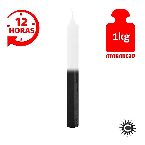 Vela - 12 Horas - Branca E Preta (9 Velas)