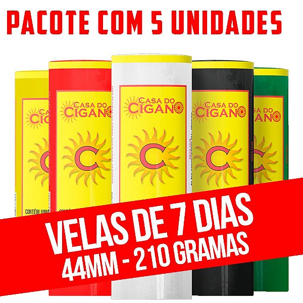 Vela - 7 Dias - 44mm x Atacarejo - Pacote com 5 Unidades