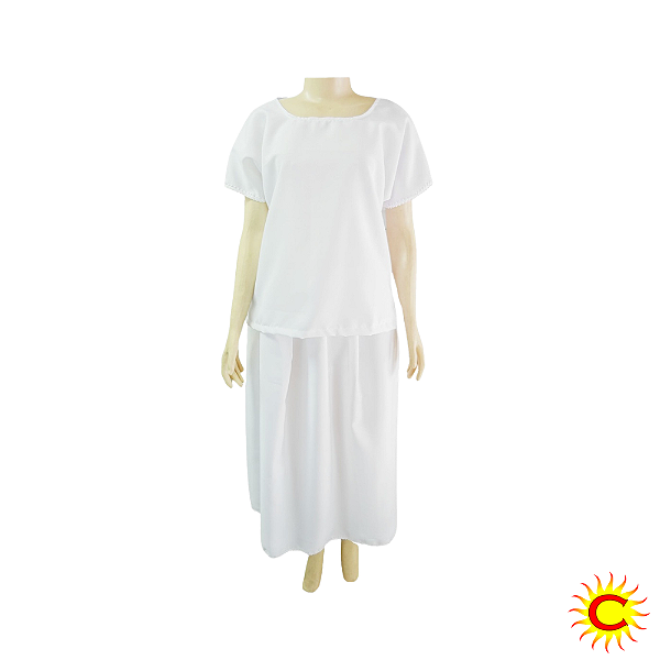 Conjunto Feminino Oxford – Branco (Bata e Saia)