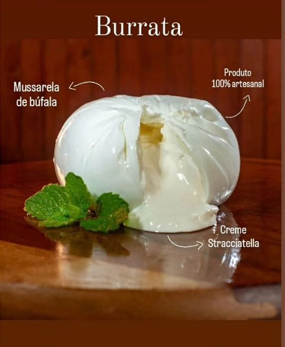 Burrata de Mozzarella de Búfala 100% Artesanal Pérola da Serra - 200g (ENVIO SOMENTE PARA SUDESTE E VIA SEDEX)