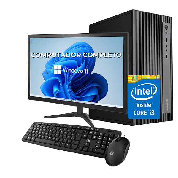Computador Completo com Monitor, Intel Core i3, SSD 120GB, 16GB RAM e Kit Teclado e Mouse – NexStart