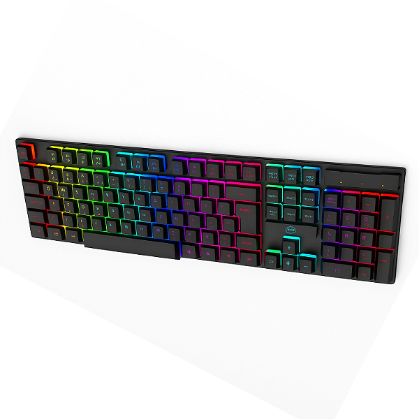 Teclado Gamer Dazz GTE1000 ABNT2 – 107 teclas, Rainbow estático, Anti-Ghosting 19, USB 2.0, Plug & Play – Preto