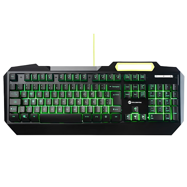 Teclado Gamer Goldentec Legend ABNT2 com LED Verde e Função Anti-Ghosting – Semimecânico e Resistente