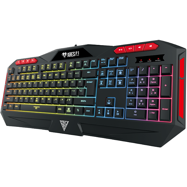 Teclado Gamer Gamdias Ares P1 RGB – membrana resistente a respingos, 6 zonas RGB, 26 teclas Anti-Ghosting