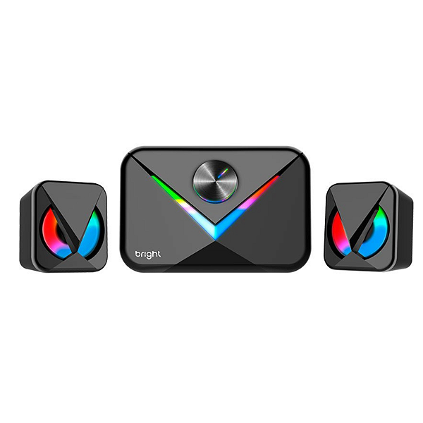 Caixa de Som Multimídia Bright CX004 RGB 11 W com Subwoofer USB – Preto