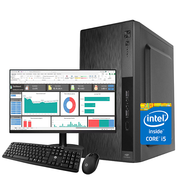 Computador Completo com Monitor, Intel Core i5, SSD 120GB, 16GB RAM e Kit Teclado e Mouse – NexPro