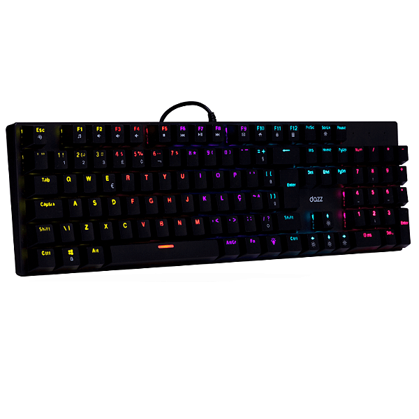 Teclado Mecânico Dazz Orion Essential ABNT2 – switches YH Blue, RGB 12 modos, Anti-Ghosting 25, USB 2.0, Preto
