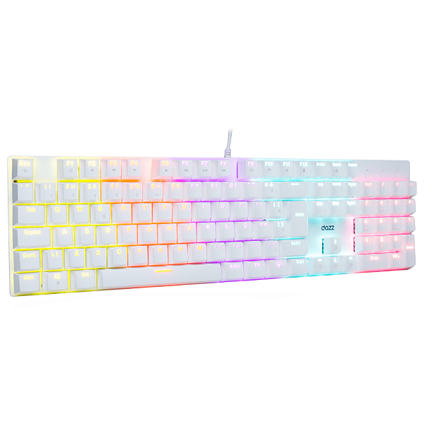 Teclado Mecânico Dazz Orion Essential ABNT2 – switches YH Blue, RGB 12 modos, Anti-Ghosting 25, USB 2.0, Branco