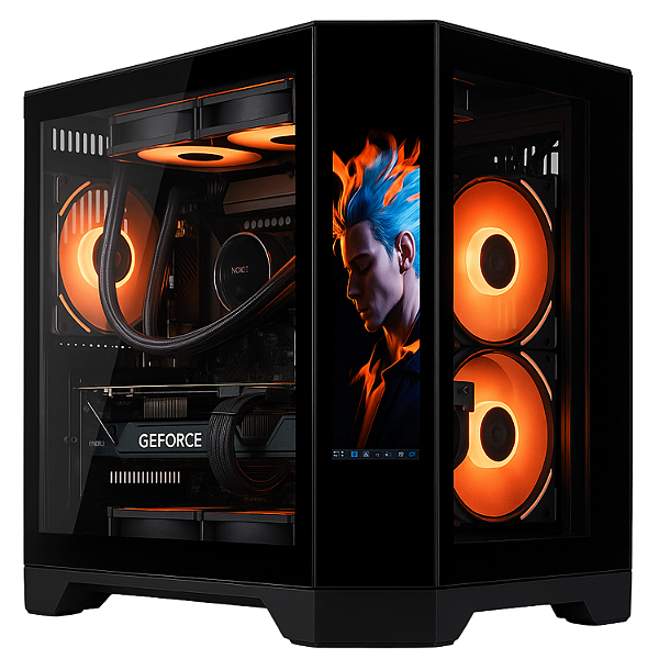 Gabinete Gamer Aquário CG-02KV Micro ATX, Monitor Dynamic Integrado, Vidro Temperado, Preto
