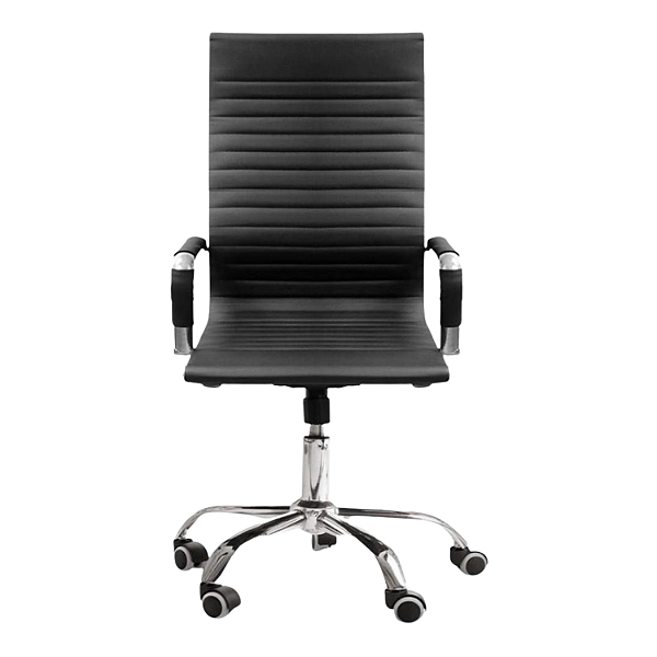 Cadeira Office Fortt P820B – preta, base cromada, ajuste de altura, giro 360°