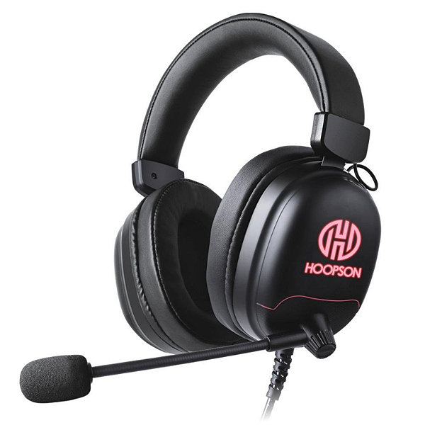 Headset Gamer Hoopson F-102-VM – LED vermelho, USB, 7.1 virtual, microfone ajustável