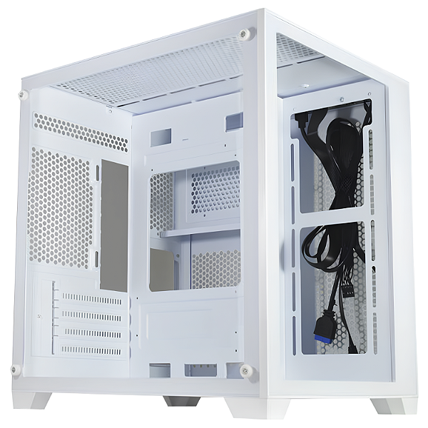 Gabinete Gamer Aquario CG-W415 Micro ATX, Vidro Temperado, Sem Fan – Branco