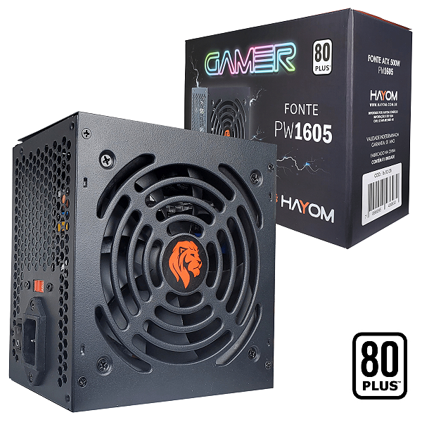 Fonte ATX 500W 80 Plus White PW1605, PFC Ativo, 110/220 V – Hayom