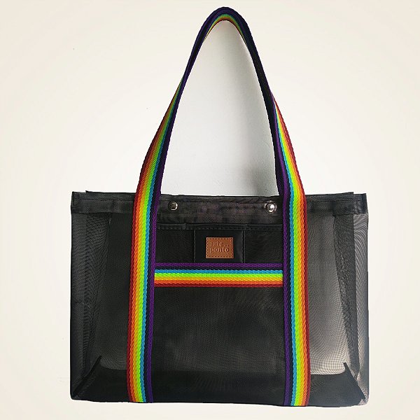 Bolsa de Praia em Tela - Preta