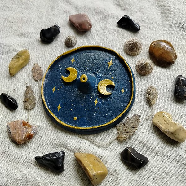 Incensário Circular Lua e Estrelas