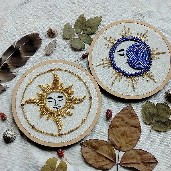 Quadros bordados em pedraria - Wicca, bruxaria, paganismo, esotérico