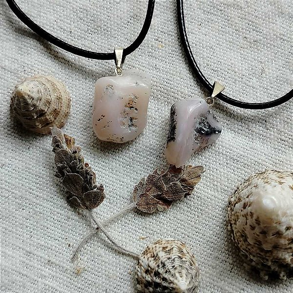 Colar De Cristal Rolado - Opala Rosa